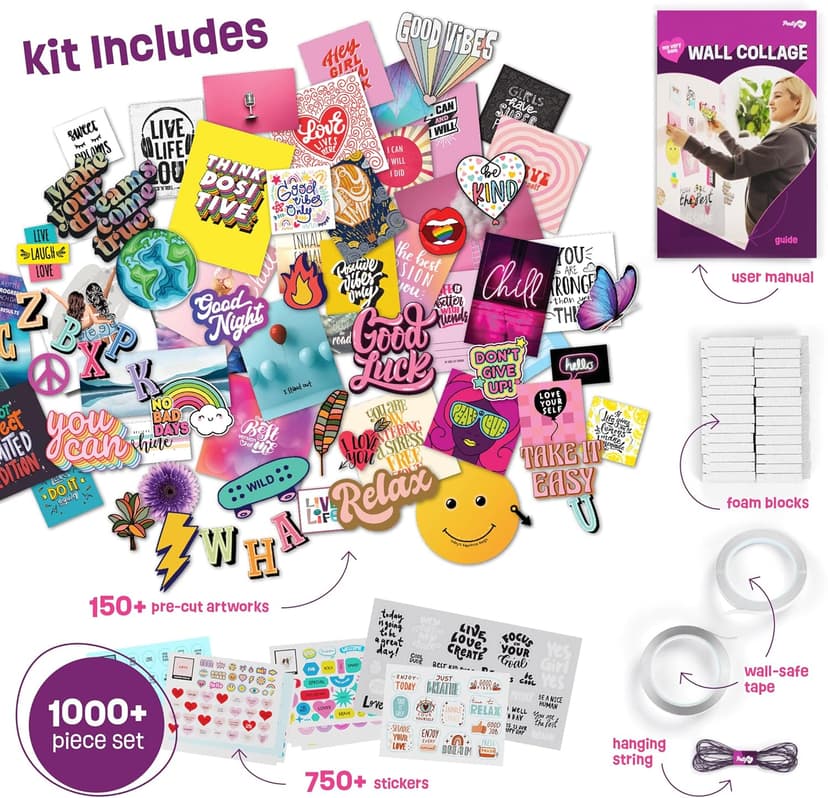 Pretty Me Wall Collage Kit for Teen & Tween Girls - Arts Craft Gift Ideas for Age 11, 12,13, 14, 15, 16 Year Old Girl - Birthday Gifts and Stuff for Teenage Bedroom Decor - Teens Creative Crafts Kits