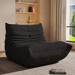 Bean Bag Chair for Adults, Comfy Floor Chair Memory Foam Bean Bag Chair, Cozy Lounge Floor Chair for Gaming, Reading & Relaxation, Small Foam Couch for Living Room, Bedroom(Black,Single)