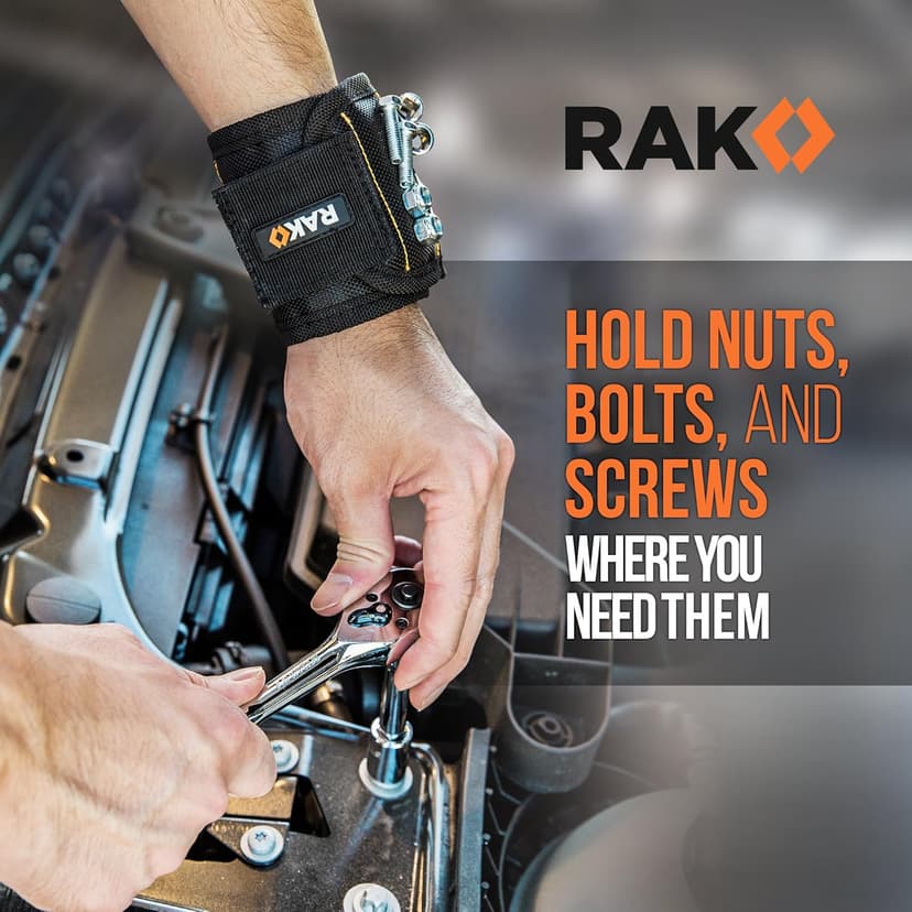 RAK Magnetic Wristband for Holding Screws, Nails, Drill Bits for Men - Premium Nylon with Lightweight Powerful Magnets, Magnetic Wristband for Tools, Gifts for Dad, Husband, Grandpa, Handyman