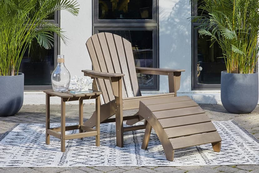 Signature Design by Ashley Sundown Treasure Outdoor Patio HDPE Adirondack Chair, Light Brown