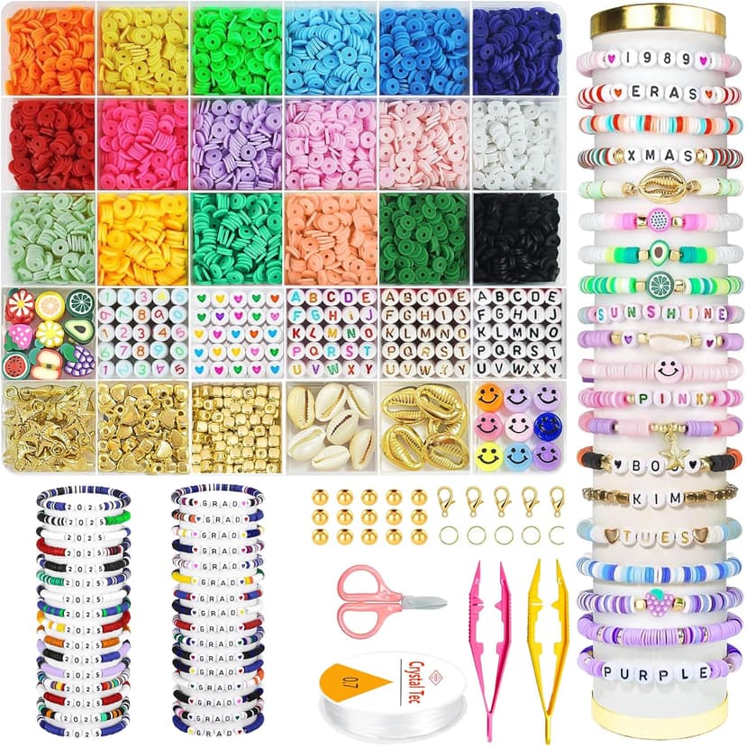 OHOME Stocking Stuffers for Kids - 5300 Clay Beads Bracelet Making Kit,Arts and Crafts for Kids Ages 8-12,Christmas Gifts Crafts Games Toys for 3-10 Year Old Birthday,Travel Essential