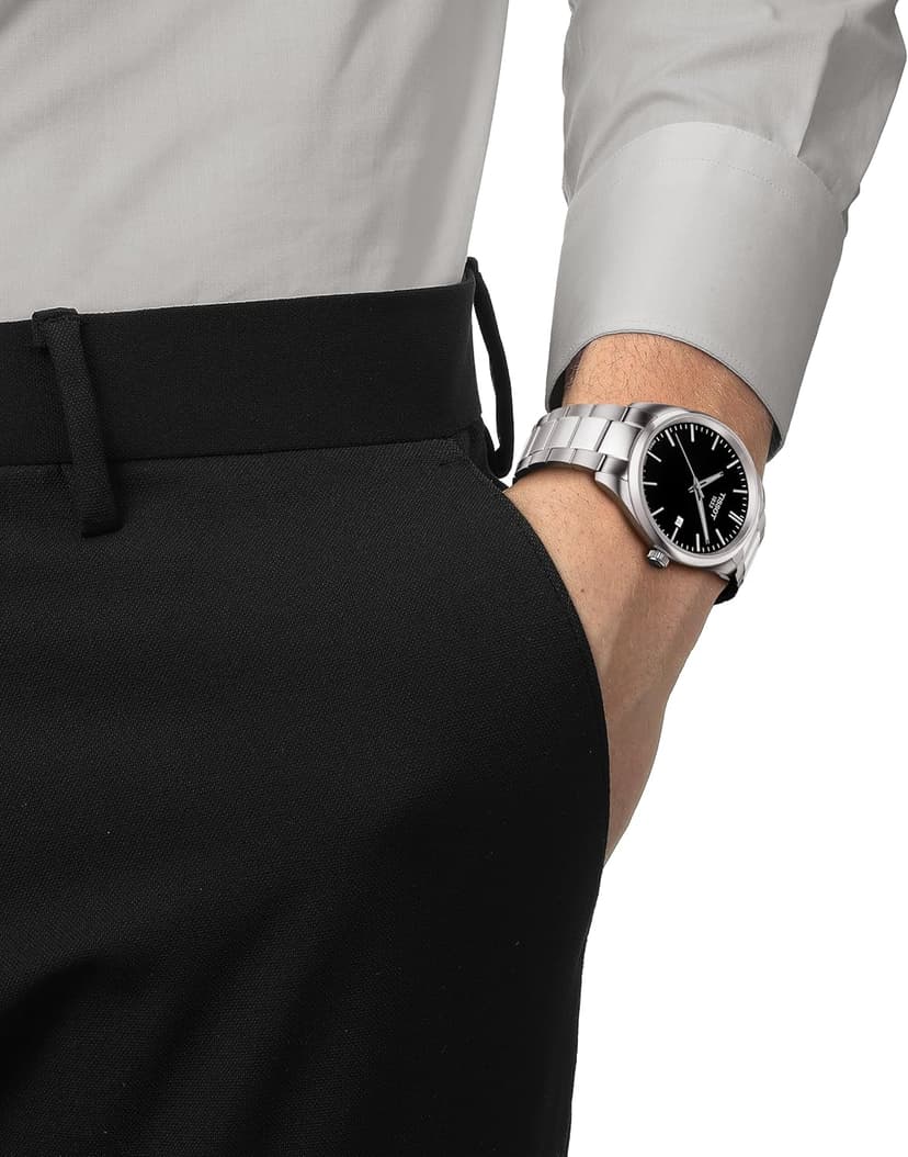Tissot PR 100 40mm, Swiss Quartz Watch for Men, Stainless Steal Case, Black Dial, T1504101108100