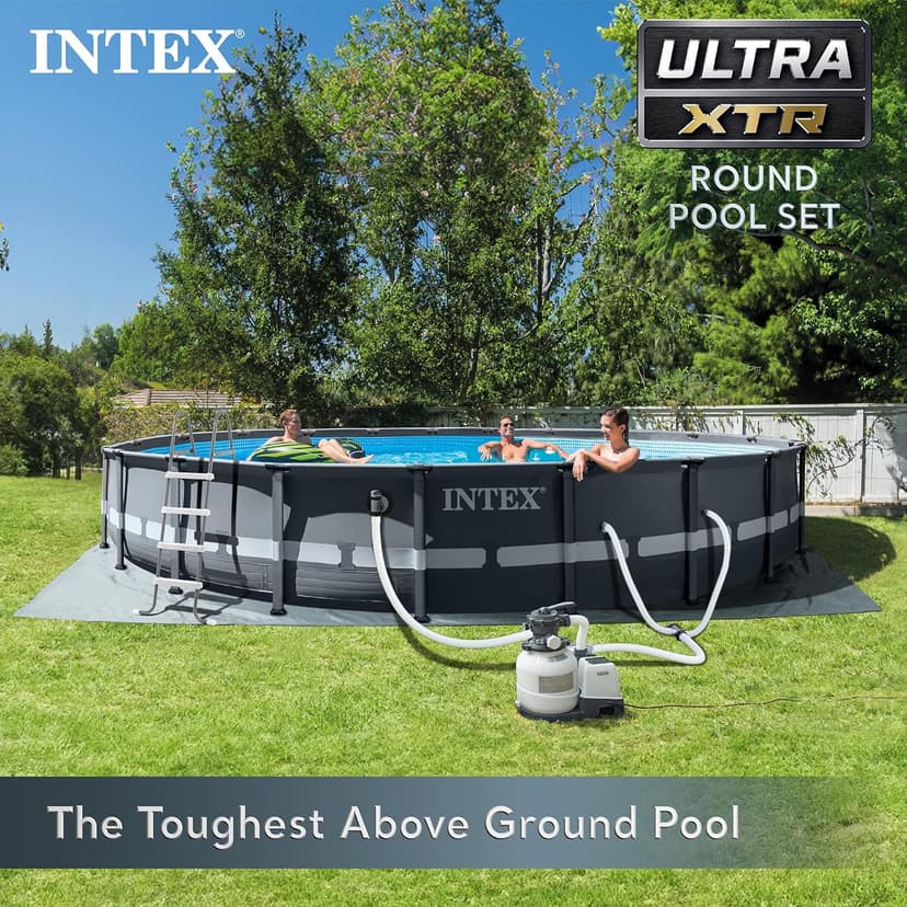 INTEX 26333EH Ultra XTR Deluxe Above Ground Swimming Pool Set: 20ft x 48in – Includes 2100 GPH Cartridge Sand Filter Pump – SuperTough Puncture Resistant – Rust Resistant – Easy to Assemble
