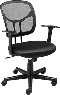 Amazon Basics Breathable Mesh Mid-Back Office Desk Chair with Armrests, Lumbar Support, 360-Degree Swivel, Adjustable-Height, Black