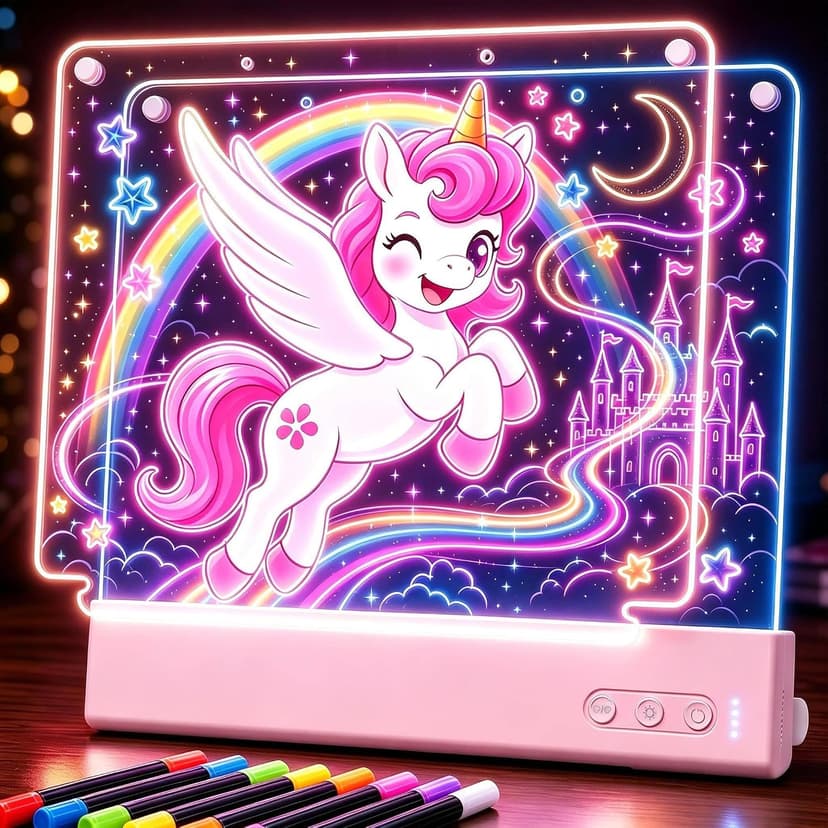 Rechargeable Light up drawing board with 15 Light Effects,Scratch Resistant Easy Clean Panel,Birthday Gift for Kids Age 3-12 16" Led Drawing Board for Kids with Dual Panels - 【2026 New】 B0HJBWNWVW