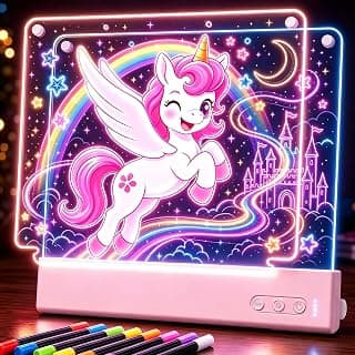 Rechargeable Light up drawing board with 15 Light Effects,Scratch Resistant Easy Clean Panel,Birthday Gift for Kids Age 3-12 16" Led Drawing Board for Kids with Dual Panels - 【2026 New】 B0HJBWNWVW