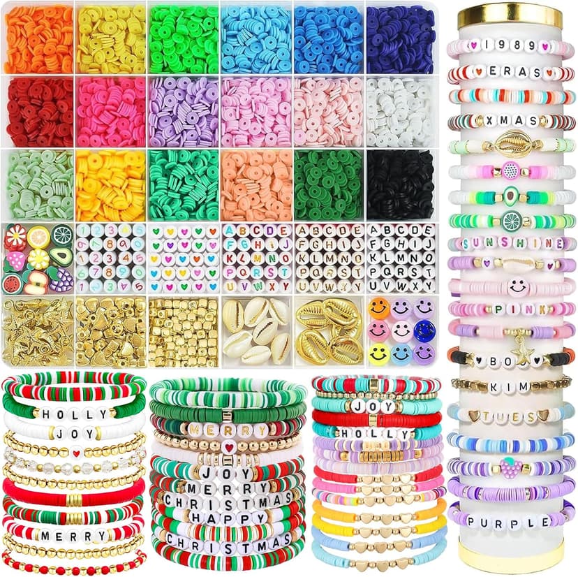 OHOME Stocking Stuffers for Kids - 5300 Clay Beads Bracelet Making Kit,Arts and Crafts for Kids Ages 8-12,Christmas Gifts Crafts Games Toys for 3-10 Year Old Birthday,Travel Essential