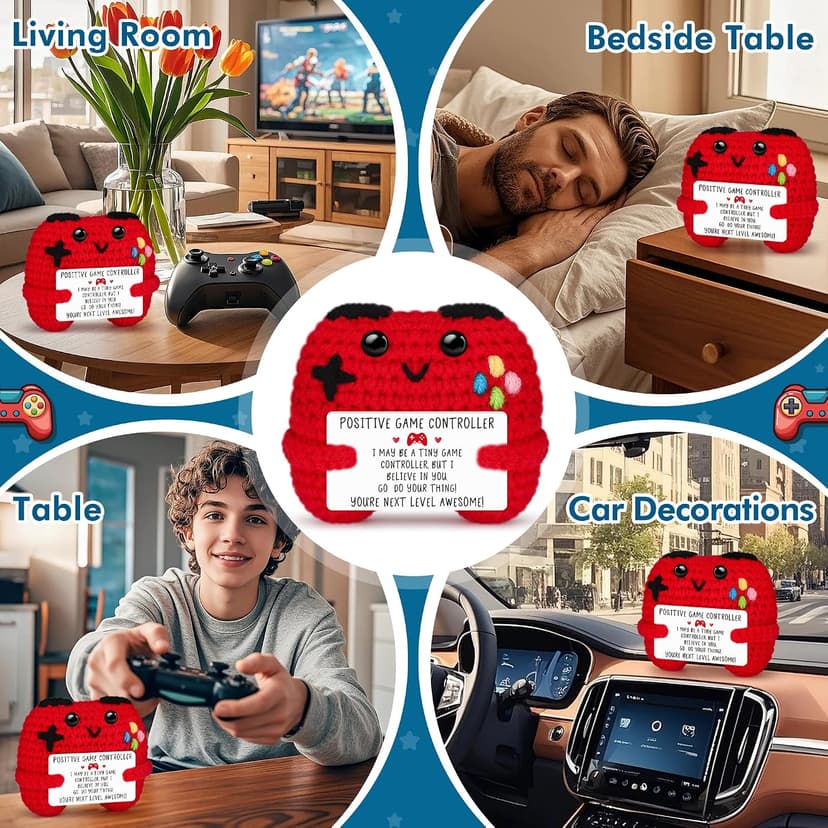 Gamer Gifts for Teen Boy, Positive Crochet Controller Gifts for Son Boyfriend Birthday, Gamer Gift for Teenage Boy, Boy Room Decor, Gaming Accessories for Kids Christmas B0F6YF4TJS