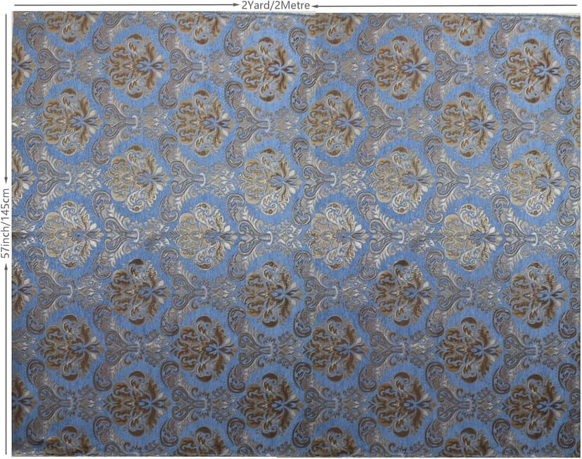 TinaKim Floral Upholstery Fabric, Jacquard Damask Chenille, for Recover Furniture Chairs Couch Material (Blue, 2 Yard)