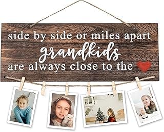 Grandparents Gifts from Grandchildren, Side by Side or Miles Apart Grandkids Photo Holder, Great Grandparents Day or Christmas Birthday Gifts for Grandma Grandpa