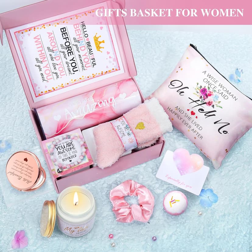 Gifts for Women,Birthday Gifts for Women Friendship,Spa Gifts Basket with Wine Tumbler,Gift Set for Women,Self Care Gift Idea for Mom,Her,Female Friend,Sister,Wife,Unique Gifts for Women