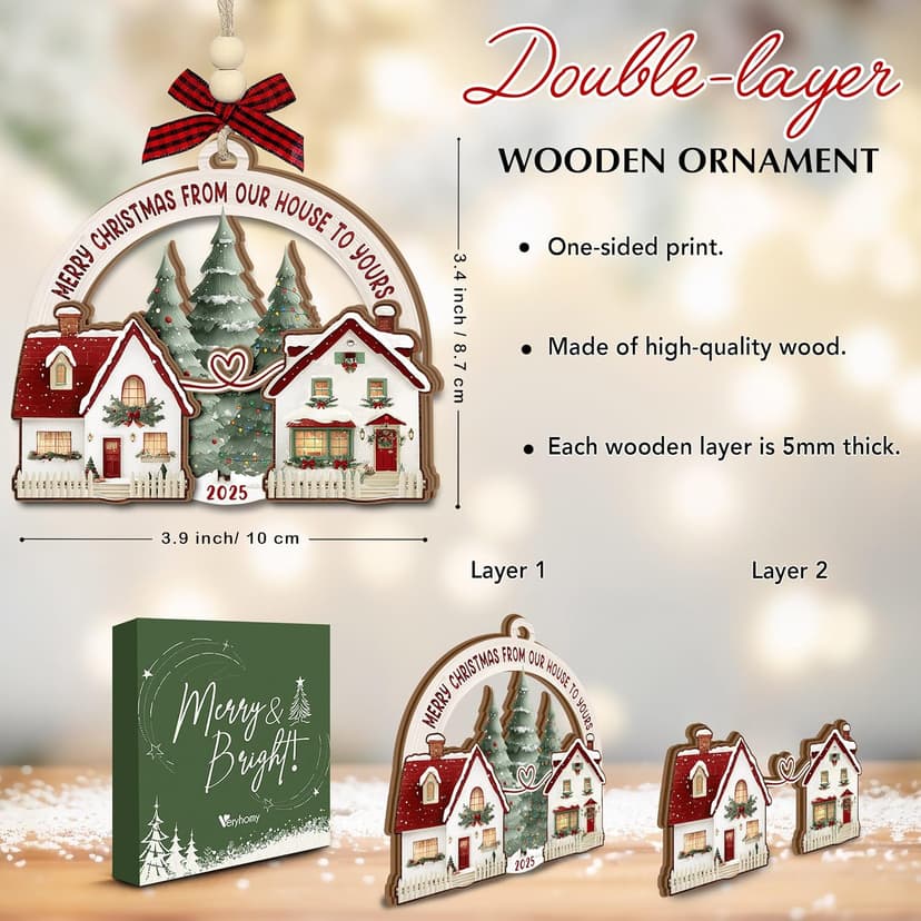 Neighbor Christmas Ornament 2025 – Neighbor for Women Men, Friendship Ornament for Bestfriends, Merry Christmas Next Door Neighbor Gift Idea, Wooden Hanging Tree Decoration