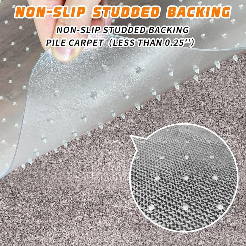 Office Chair Mat for Carpeted Floors, Desk Mats 48"X30" for Rolling Desk on Low Pile Carpets, Small Computer Gaming Plastic Floor Mats for Office Chair on Carpet, Easy Glide Without Curling