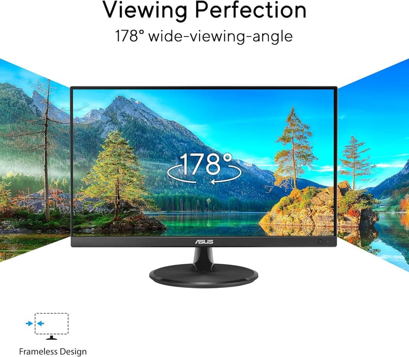 ASUS 22” 1080P Eye Care Monitor (VP227HF) - (21.45-inch viewable), Full HD, 99% sRGB, Frameless, 100Hz, Adaptive-Sync, 1ms, HDMI, Low Blue Light, Flicker Free, VESA Wall Mountable, 3 yr Warranty