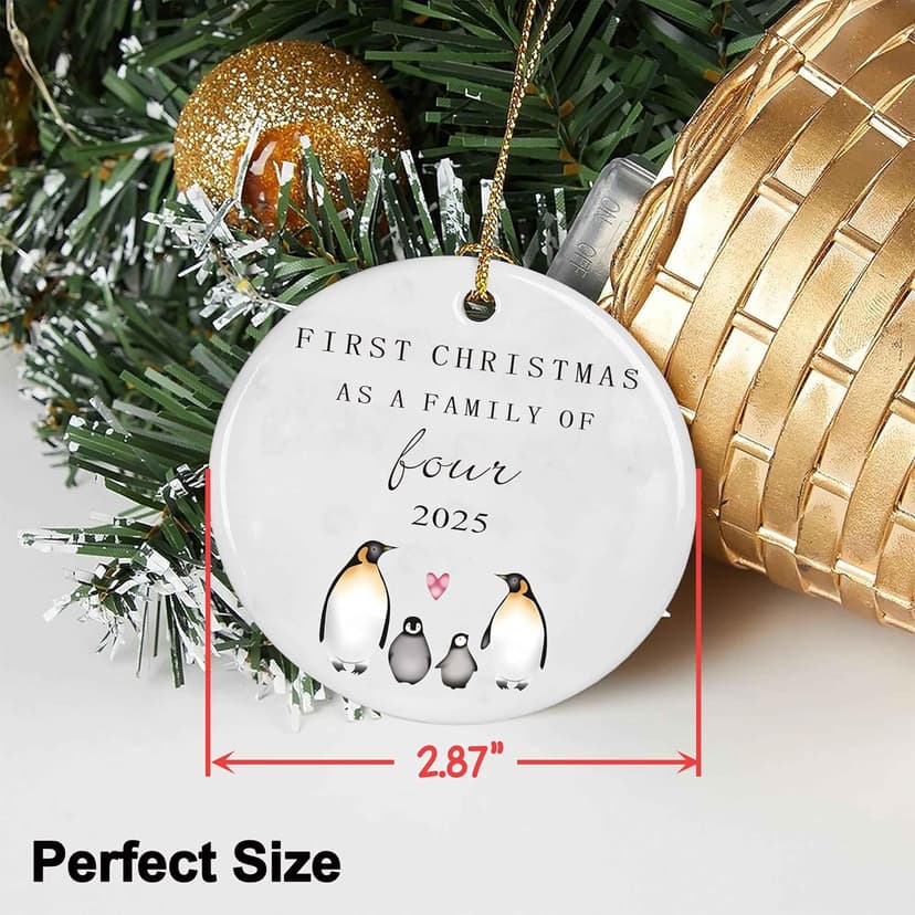 New Baby 2025 Christmas Ornament Gift-Christmas Tree Decor-First Christmas As a Family of Four-New Parents Gift-New Mom New Dad-Baby Present Shower Newborn-Second Child Present