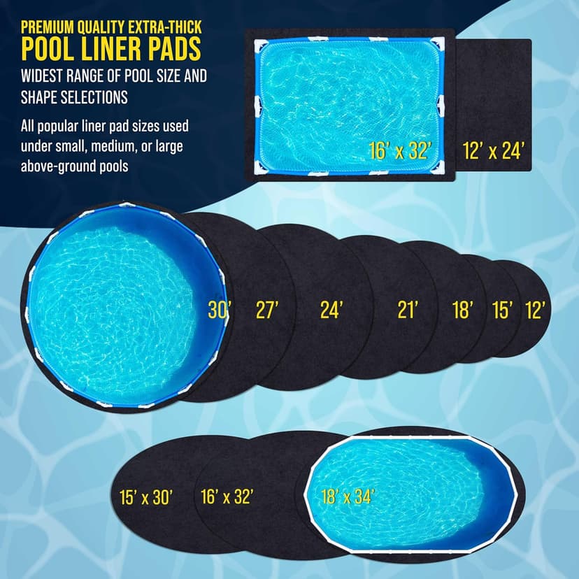 U.S. Pool Supply Ground Shield 12-Foot Round Heavy Duty Pool Liner Pad for Above Ground Swimming Pools - Protects Pool Liner, Prevents Punctures, Weed Barrier, Eco-Friendly Fabric - Extends Liner Life
