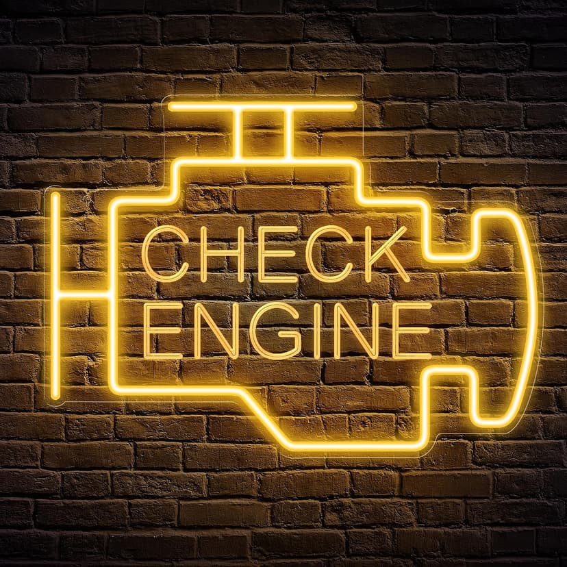 Kavaas Check Engine Neon Sign, LED Garage Sign for Car Room Decor | Check Engine Light Neon Sign for Garage Decor, Auto Repair Workshop, Man Cave - Best Gifts for Dad, Car Enthusiast (Golden Yellow) B0D372TXF5