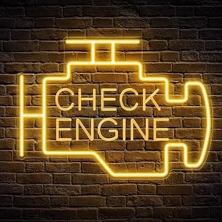 Kavaas Check Engine Neon Sign, LED Garage Sign for Car Room Decor | Check Engine Light Neon Sign for Garage Decor, Auto Repair Workshop, Man Cave - Best Gifts for Dad, Car Enthusiast (Golden Yellow) B0D372TXF5