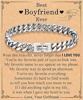 Dad Son Grandson Uncle Nephew Brother Husband Boyfriend Gifts for Men Boys, Cuban Chain Link Bracelet Gifts Graduation Back to School Birthday Christmas Anniversary Valentines Day Gifts for Him Men Teen Boys