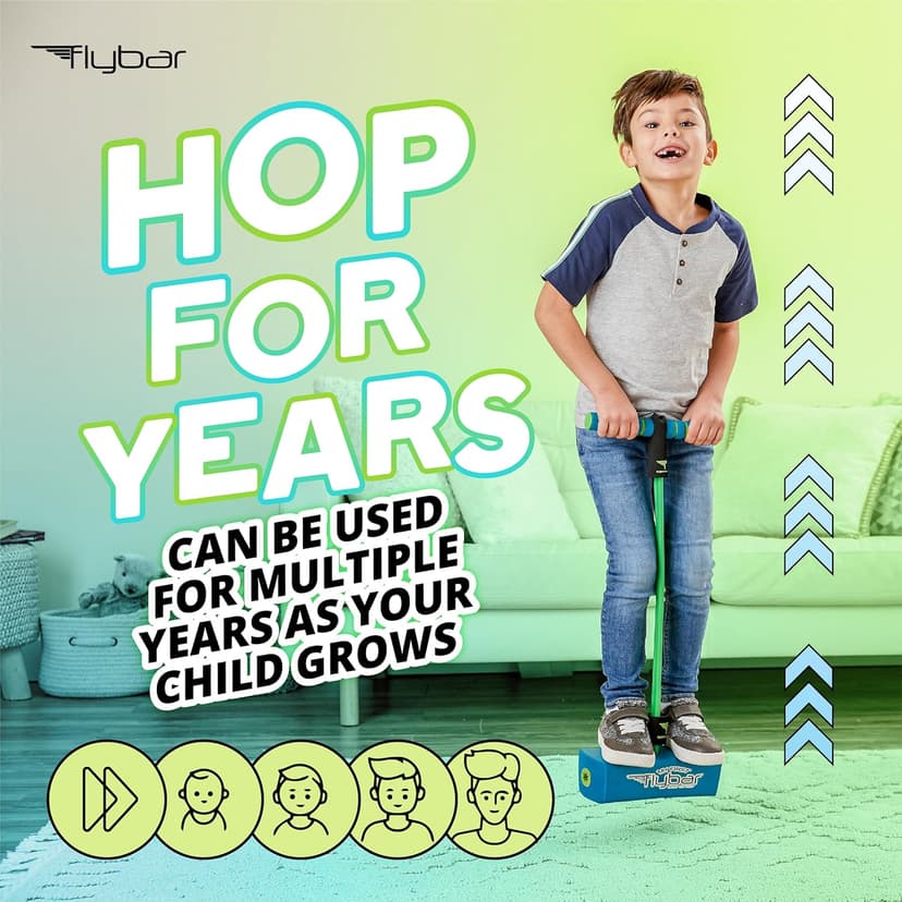 Flybar My First Foam Pogo Jumper for Kids Fun and Safe Pogo Stick for Toddlers, Durable Foam and Bungee Jumper for Ages 3 and up, Supports up to 250lbs