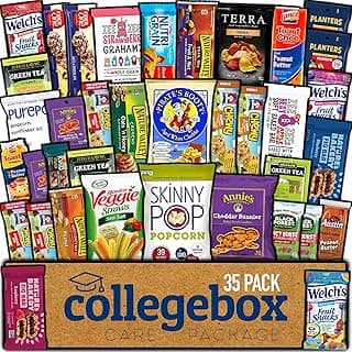 COLLEGEBOX Healthy Snack Box (35 Count) Halloween Variety Pack Care Package Gift Basket Kid Men Women Adult Nuts Health Nutrition Assortment College