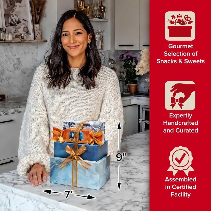 Broadway Basketeers Food Gift Baskets for Holiday Delivery, Men, Women, College Students - Gift With Chocolate Cookies, Popcorn & Candies - Birthday, Thank You, Sympathy or Get Well Christmas Gifts Box