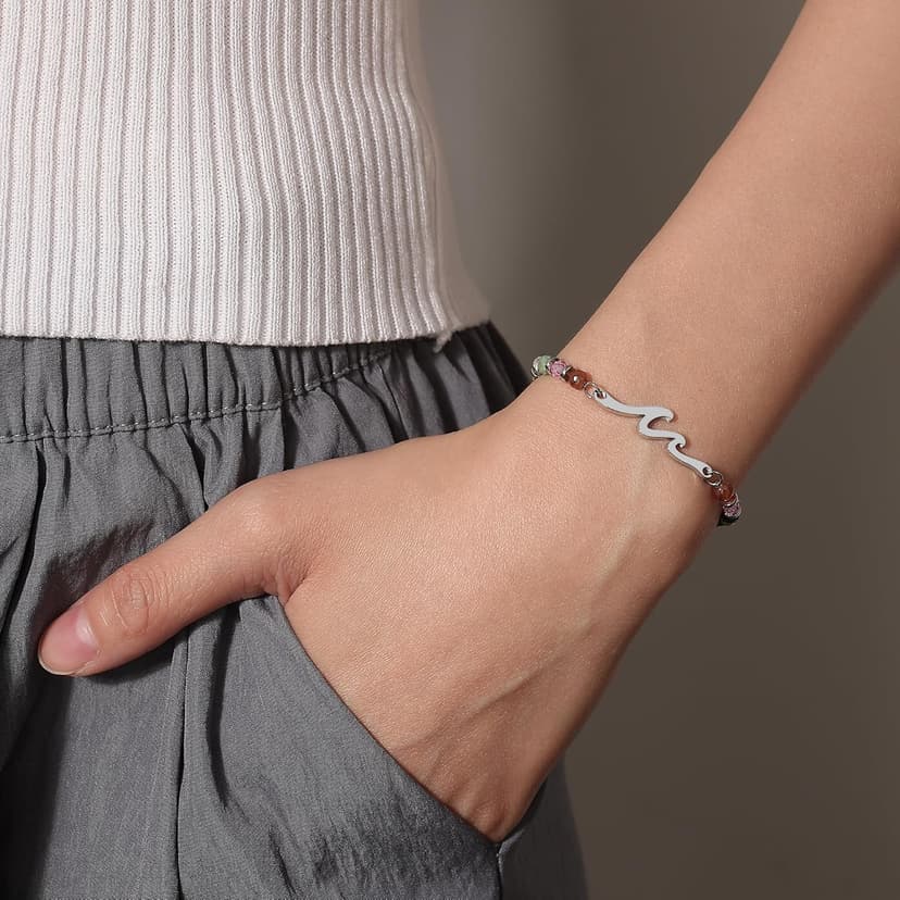 TONY & SANDY Friend Gifts for Women, Christmas Stocking Stuffers for Women, Sister Gifts from Sister, Bestie Friendship Wave Bracelet, Woman Birthday Gifts, Unique Gifts for Her