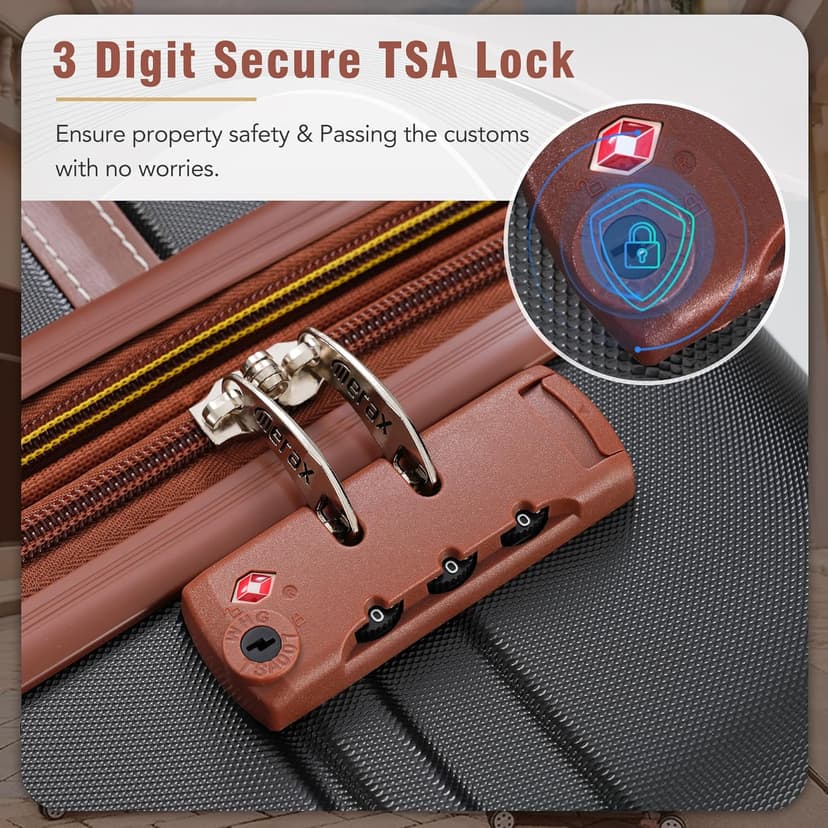 Merax Luggage Set 2 Piece Suitcase Set with Cosmetic Case Expandable Spinner Wheels Vintage Luggage Sets(Black,20"+28")