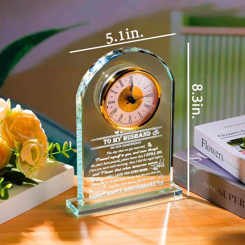 Movdyka Wedding for Husband - Crystal Clock Gifts Personalized Gifts for My Husband Who Has Everything - Gifts Ideas for Husband On Our Anniversary