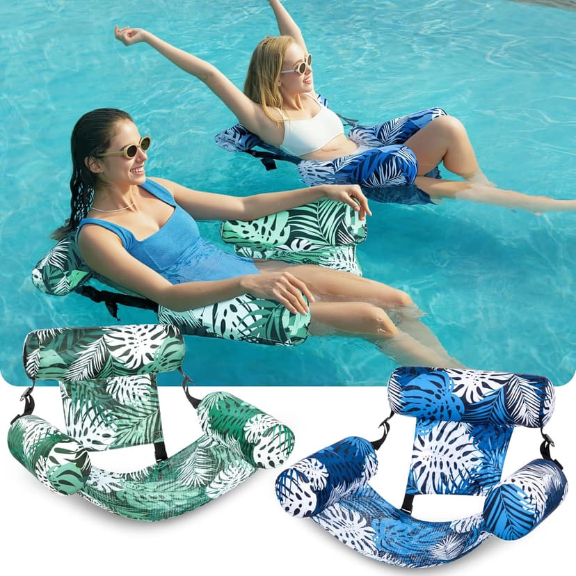 SLOOSH Inflatable Pool Floats Adult,2 Packs Floating Lounge Chairs,Blow up Pool Noodles for Adult Heavy Duty,Floating Chair for Party Summer Water Beach Lake Fun