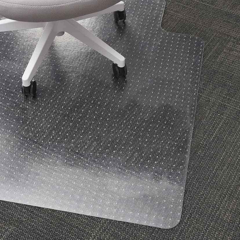 Staples Office Chair Mat, Clear Floor Mats with Lip, Flat-Pile Carpets, Extended Under-Desk Coverage, 53 x 45 Inch, Smooth Glide