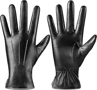 alqqas Winter Fashion Leather Gloves for Women, Warm Cashmere Lining Touchscreen Texting Driving Dress Gloves