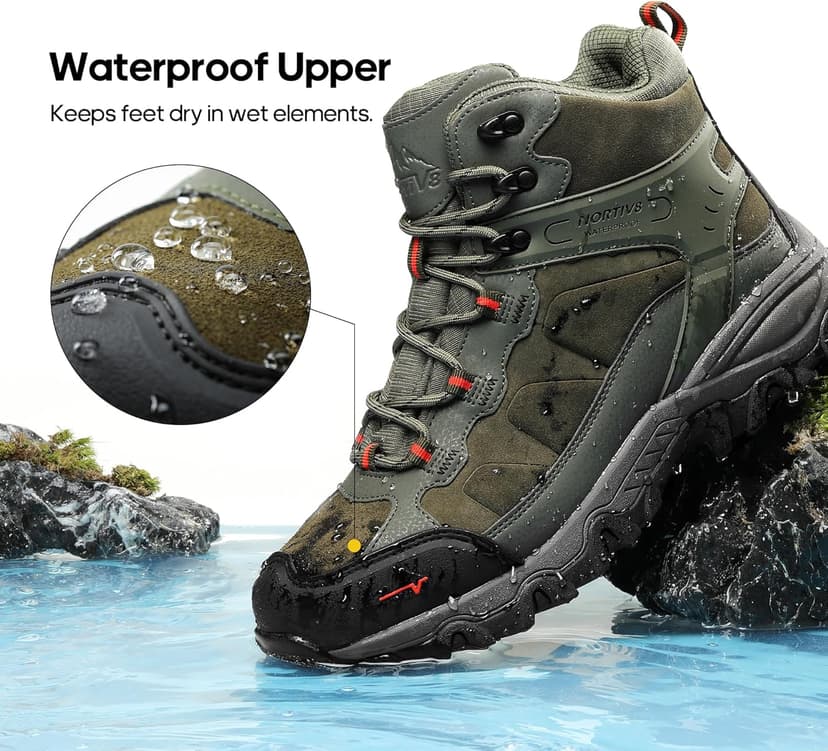 NORTIV 8 Men's Waterproof Hiking Boots Outdoor Mid Trekking Lightweight Mountaineering Shoes Paladin