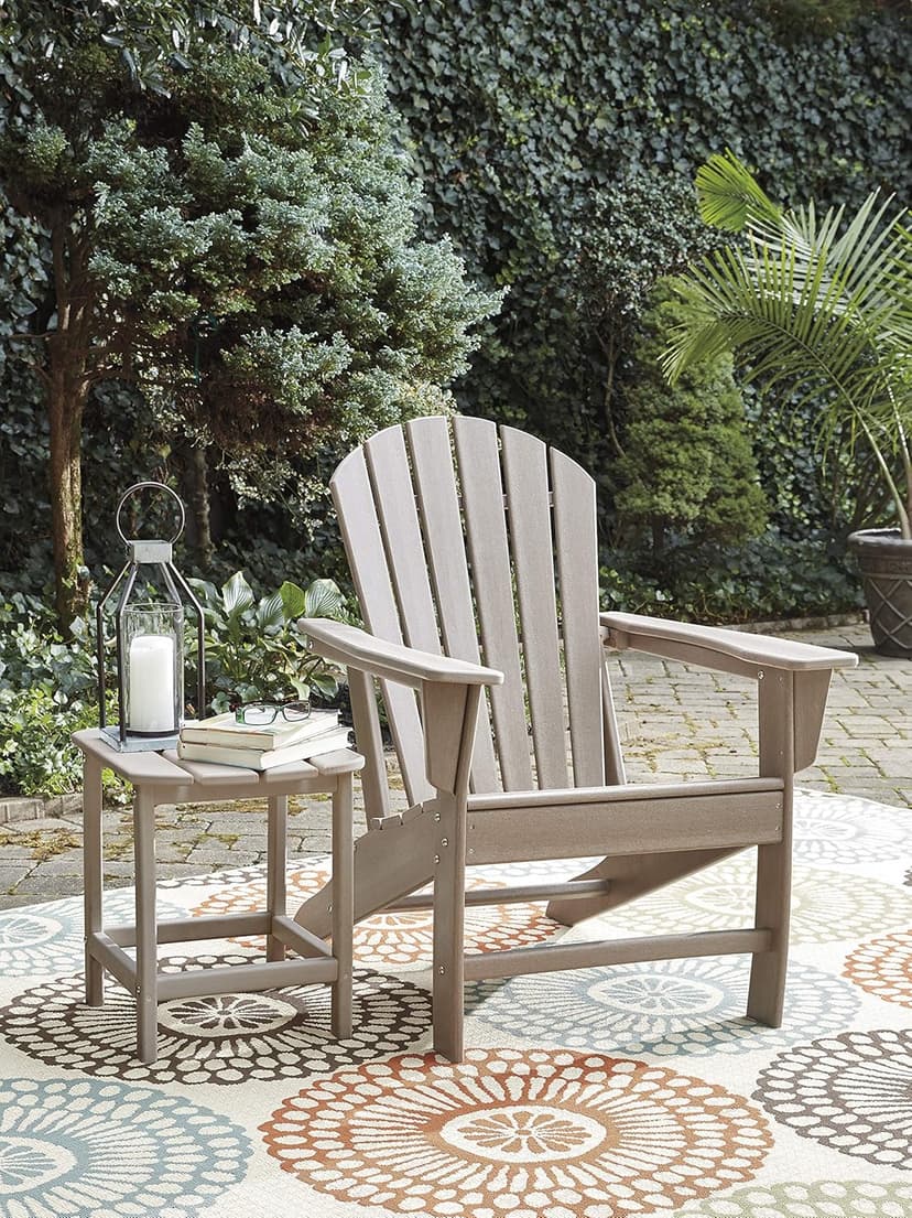 Signature Design by Ashley Sundown Treasure Outdoor Patio HDPE Adirondack Chair, Light Brown