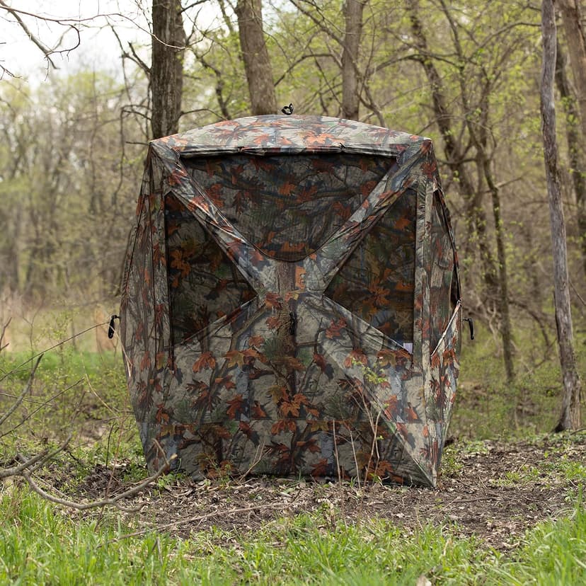 Barronett Blinds Prowler 300, Portable Hunting Blind, Tall Hub Blind, Shoot While Standing, Lightweight, 2-Person, Bloodtrail Woodland, 80” x 75” x 75”, PR300BT