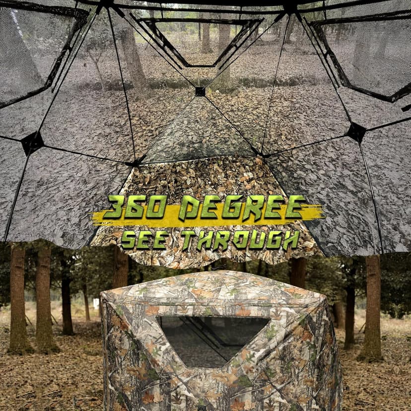 Lenotos Hunting Blind, 2 Person Pop Up Blinds 360 Degree See Through, Portable Durable Hunting Ground Blinds for Deer & Turkey Hunting