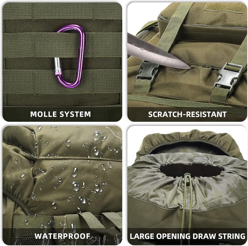 King'sGuard 70L Camping Hiking Backpack for Men Women Large Military Tactical Backpack Molle Rucksack Backpack for Outdoor