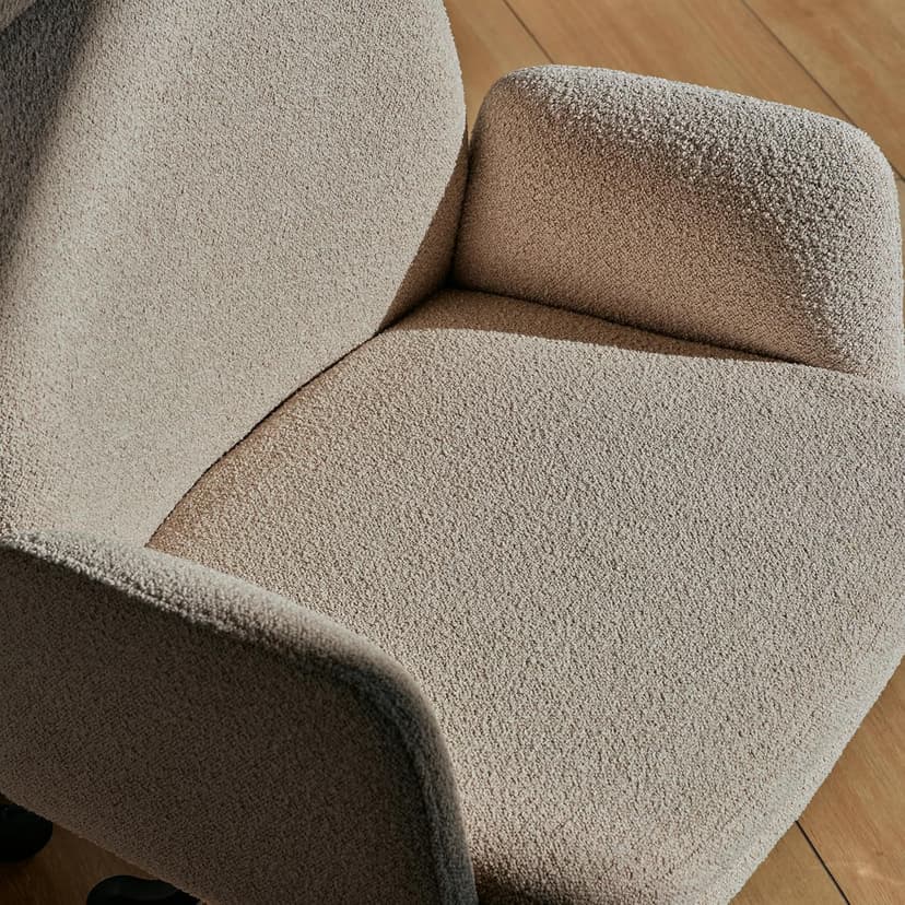 Branch Softside Mid Century Modern Office Chair, Boucle Fabric - Removable Arms with Luxury Cloud-Like Comfort - Adjustable Height - Integrated Lumbar Support - Oatmeal