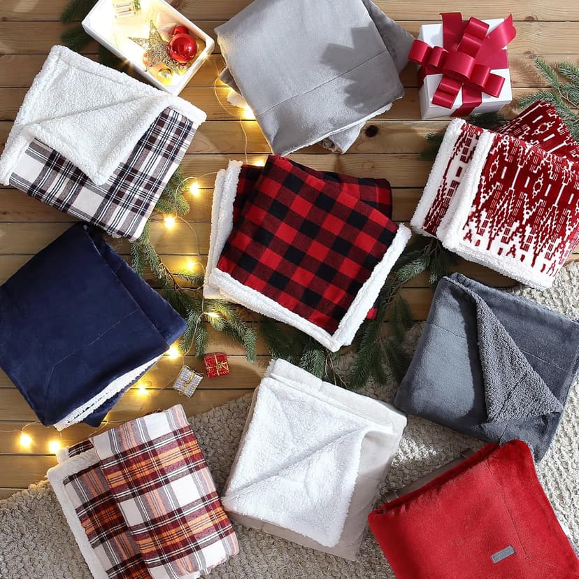 Eddie Bauer - Throw Blanket, Super Soft Reversible Sherpa Fleece Bedding, Cozy Plaid Home Decor (San Juan Red Clay, 50" x 60")