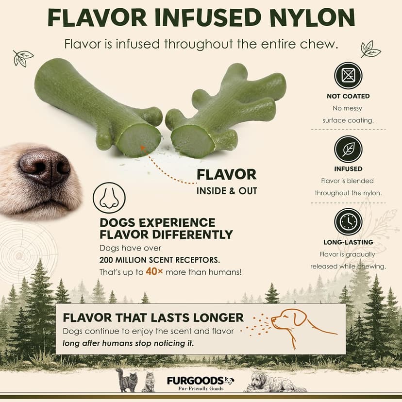4 shapes and flavors: peanut butter, lamb, chicken, beef; long lasting chews for puppies and adult dogs, gift ready box FURBONE Flavored Nylon Dog Chew Toys 4 Pack, Bones for Small & Medium Dogs B0FQC6RNZM