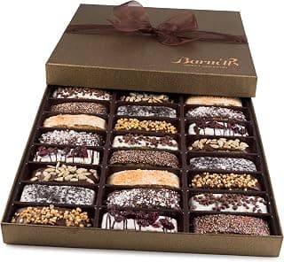 Barnetts Christmas Holiday Thanksgiving Chocolate 24 Biscotti Gift Baskets, Gourmet Cookie Gifts Box for Him and Her Food Basket Delivery, Candy Ideas for Dad, Husband, Brother, Son, Father, Grandfather, Boyfriend, Wife, Mother Grandmother