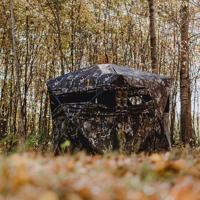 Barronett Blinds Wide Side 95, Portable Hunting Blind, Side-by-Side Hub Blind, Huge Interior, Panoramic Shooting Window, 2-Person, Crater™ Harvest, 75” x 79” x 95”, WS95CH