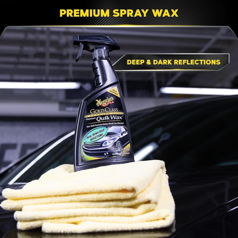 Meguiar's G7716 Gold Class Carnauba Quik Wax, Special Blend for Richness and Shine, Clear Coat Safe Meguiar's Quik Wax, Spray That Leaves Lasting Results Without Residue, 16 Oz