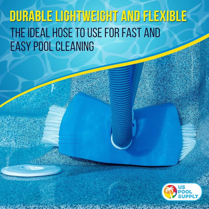 U.S. Pool Supply 1-1/2" x 25 Foot Professional Above Ground Swimming Pool Vacuum Hose with Swivel Cuff - Removable Cuff, Cut to Fit - Compatible with Filter Pumps, Filtration Systems, Chlorinators