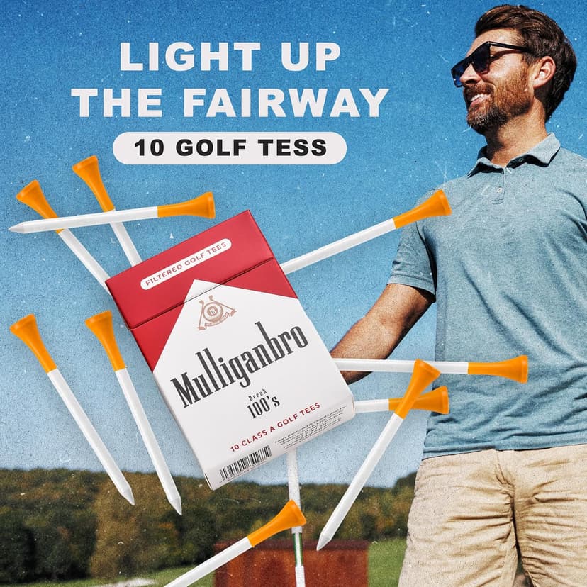 Parody Golf Accessories - Cool Novelty Tees for Golfers - Perfect Golf Gag Gift for Dad & Husband Shanker Golf - Funny Golf Tees - MulliganBro 10 Pack - Novelty Golf Gift B0FSDZBWG3