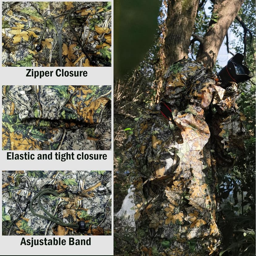 Ghillie Suit for Men -Complete Set with Full Face Mask & Gloves | Perfect for Outdoor Camouflage, Turkey Hunting, Halloween!
