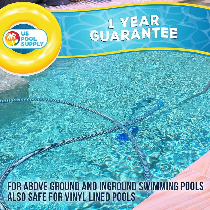 U.S. Pool Supply 12" Deluxe Weighted Butterfly Pool Vacuum Head, Swivel Hose Connection, Pole Handle, Protection Bumper - Clean Debris Above Ground & In-Ground Swimming Pools, Spas – Vinyl Liner Safe