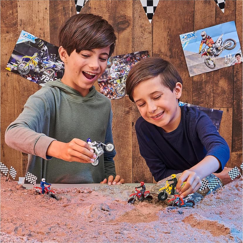 Supercross, Authentic 5-Pack of 1:24 Scale Die-Cast Motorcycles with Rider Figure, Toy Moto Bike for Kids and Collectors Ages 3 and up