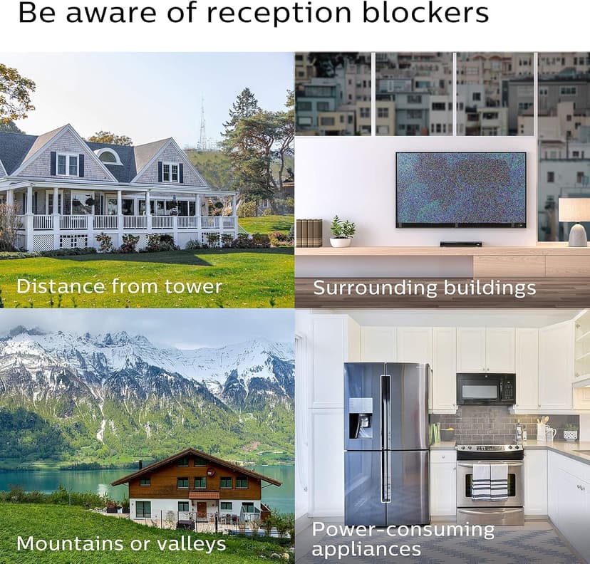 Philips Rabbit Ears Black Indoor TV Antenna, Dipoles and Circular Loop, Tabletop, Digital, Smart TV Compatible, HDTV, 4K 1080P VHF UHF, 5Ft Coaxial Cable, SDV8201B/27