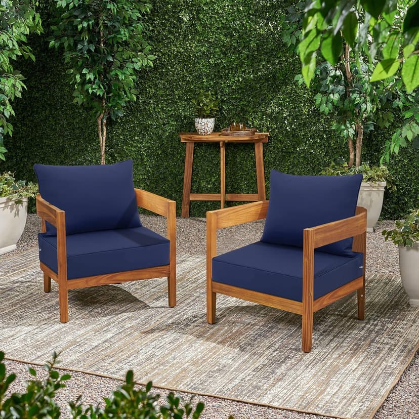 Favoyard Outdoor Seat Cushion Set 24 x 24 Inch Waterproof & Fade Resistant Patio Furniture Cushions with Removable Cover Deep Seat & Back Cushion with Tie Straps for Chair Sofa Couch